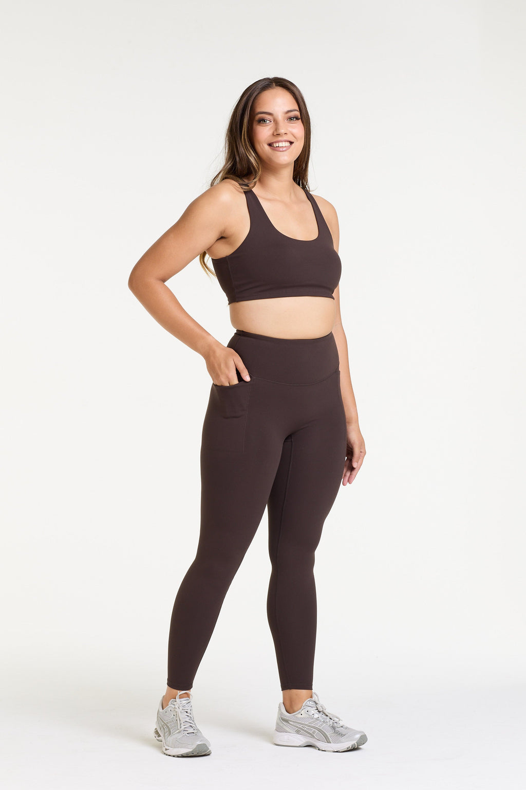 STAPLE W/ POCKET FULL LENGTH LEGGINGS COCOA