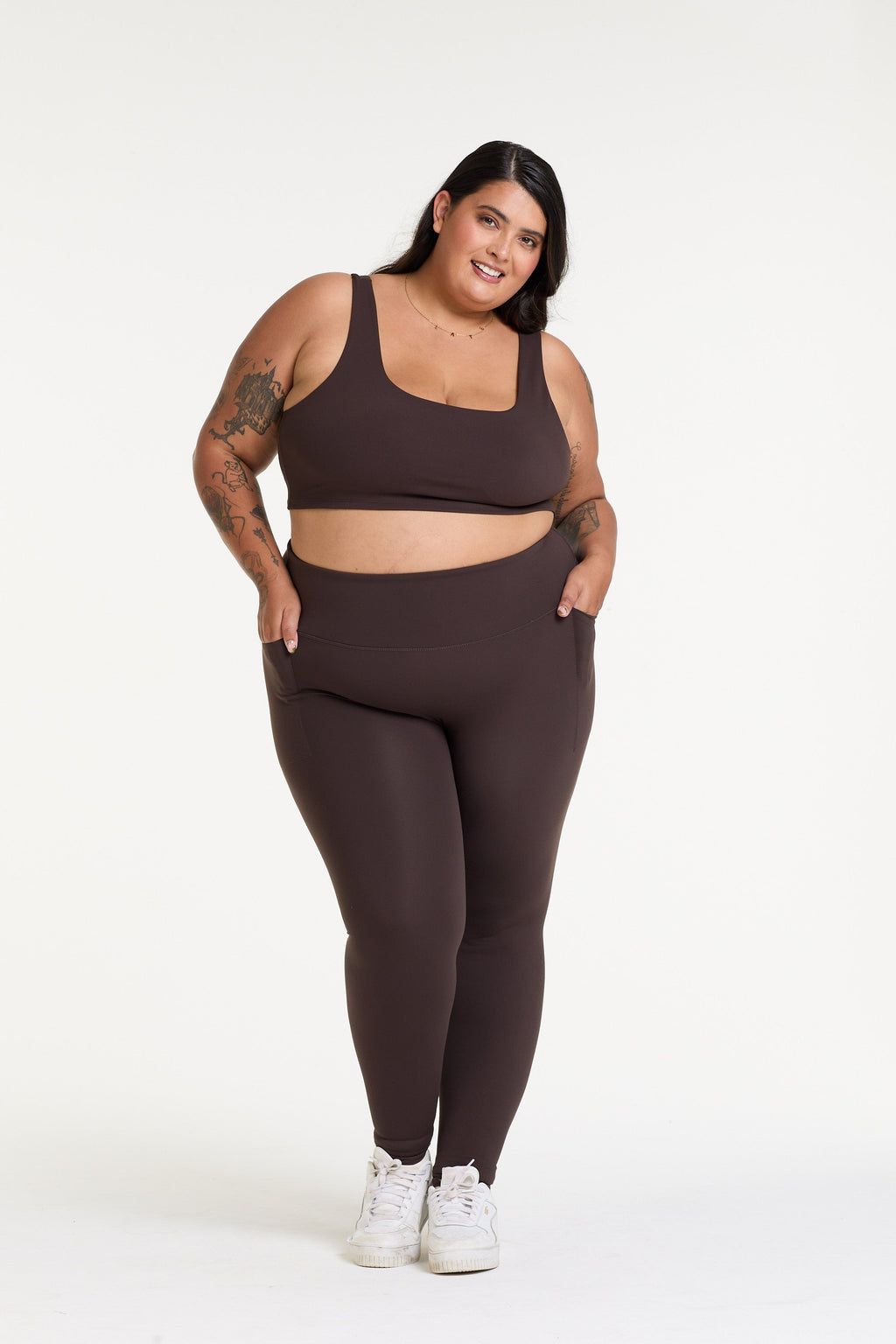 STAPLE W/ POCKET FULL LENGTH LEGGINGS COCOA