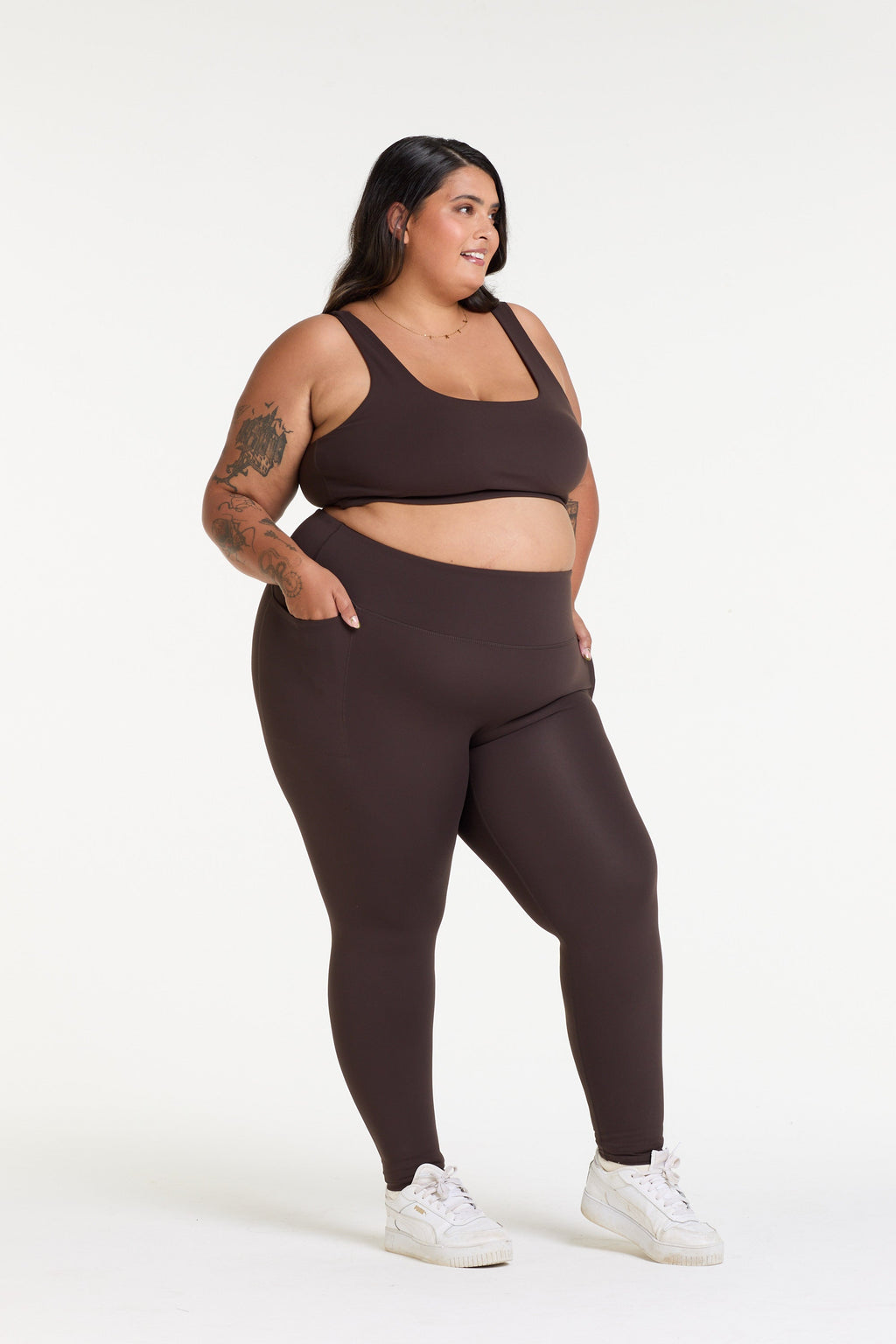 STAPLE W/ POCKET FULL LENGTH LEGGINGS COCOA