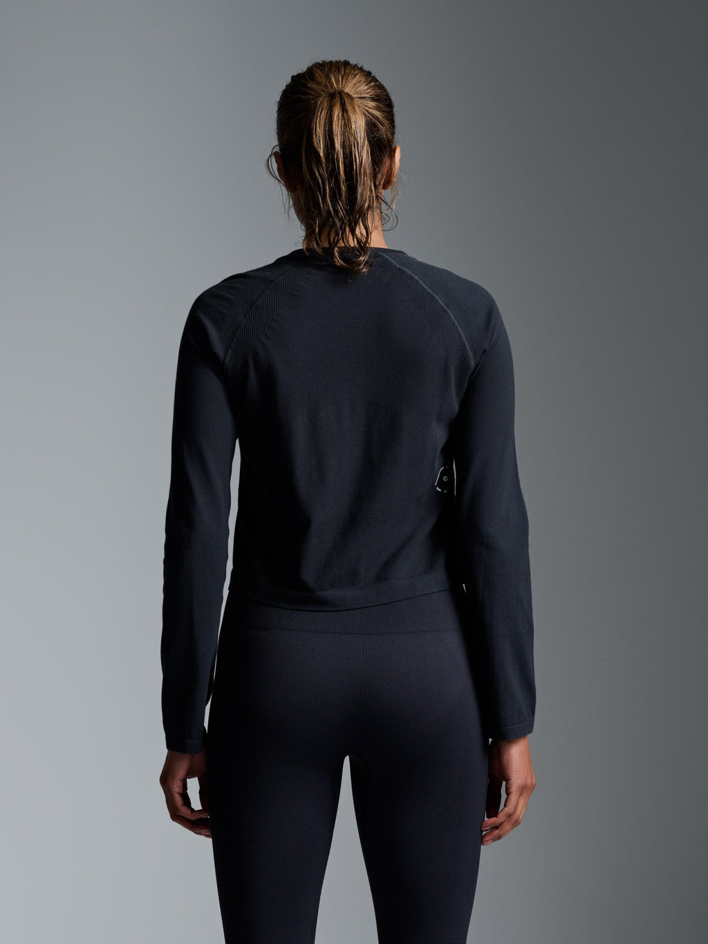 HERE TODAY Cropped Long Sleeve Tee Black