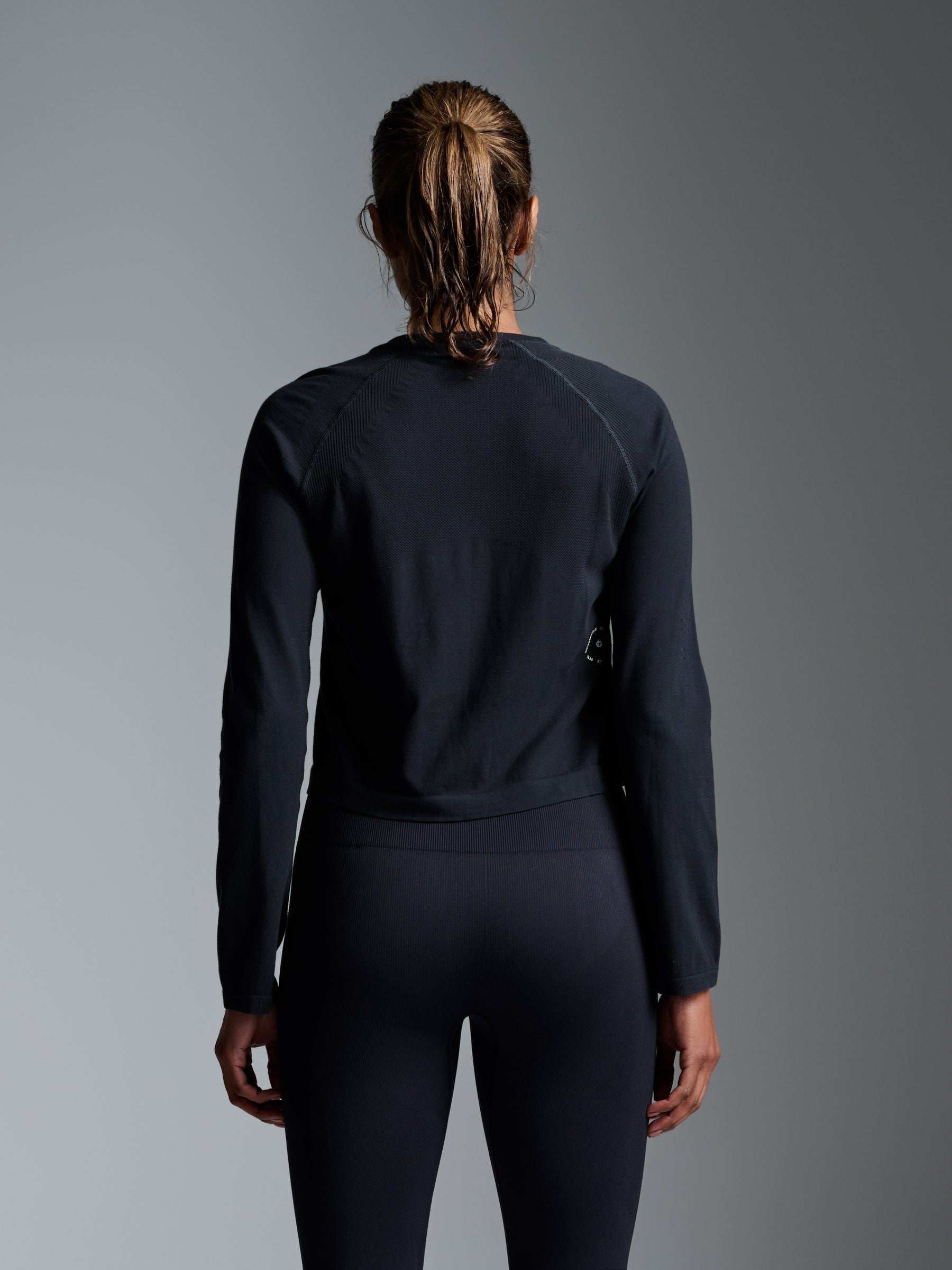 HERE TODAY Cropped Long Sleeve Tee Black