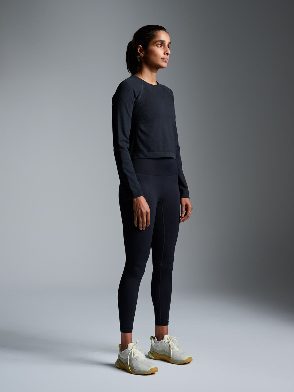 HERE TODAY Cropped Long Sleeve Tee Black