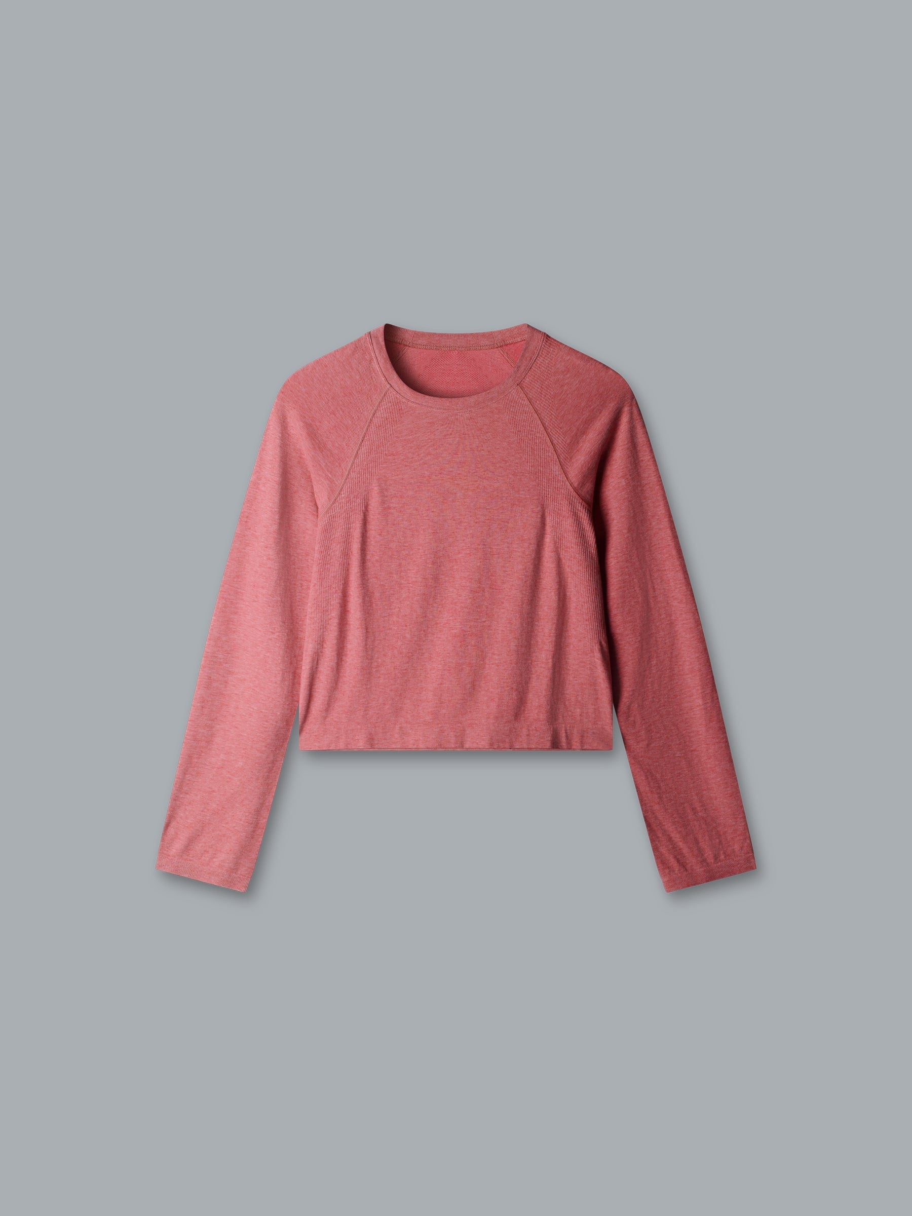 HERE TODAY MELANGE Cropped Long Sleeve Tee Earth Marl