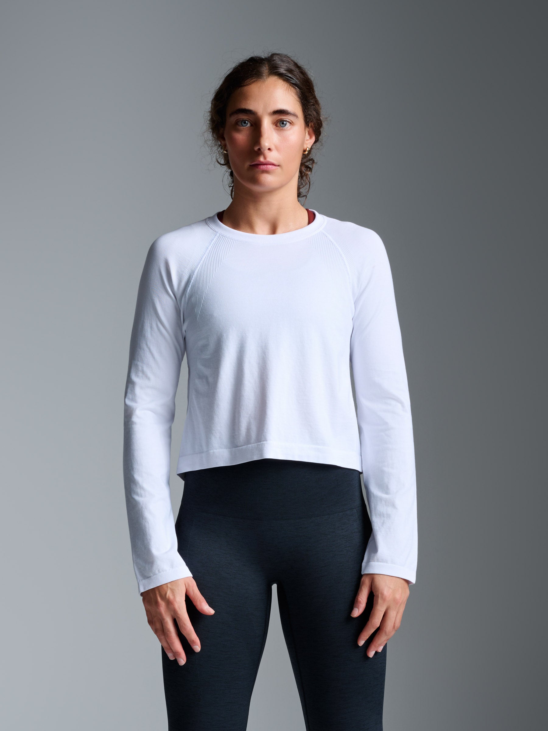 HERE TODAY Cropped Long Sleeve Tee White