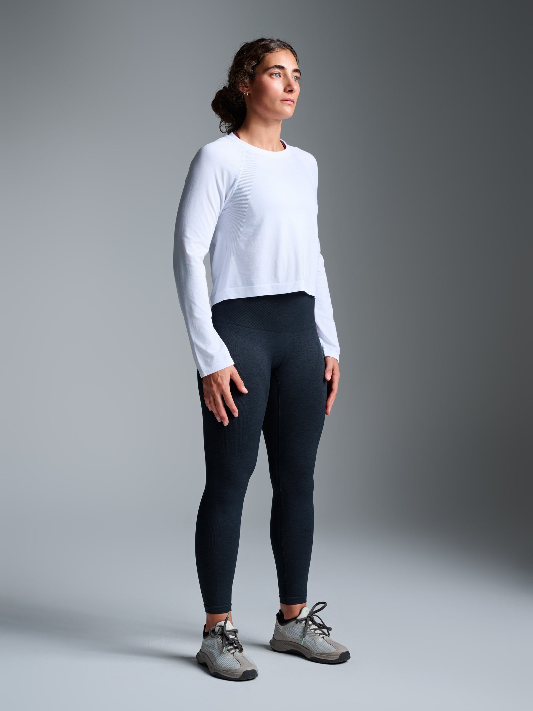 HERE TODAY Cropped Long Sleeve Tee White