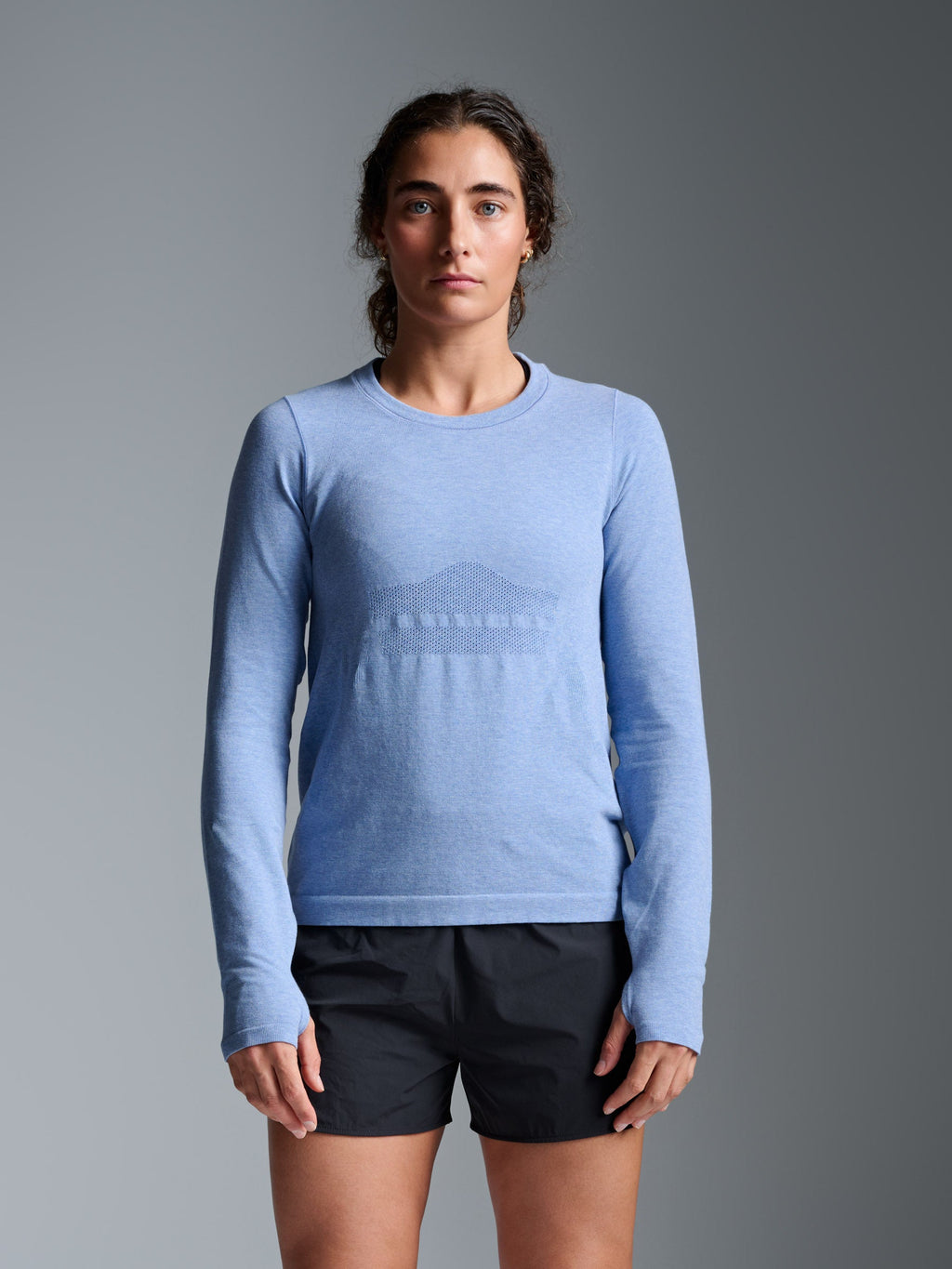HERE TODAY MELANGE Long Sleeve Tee Blue Marl