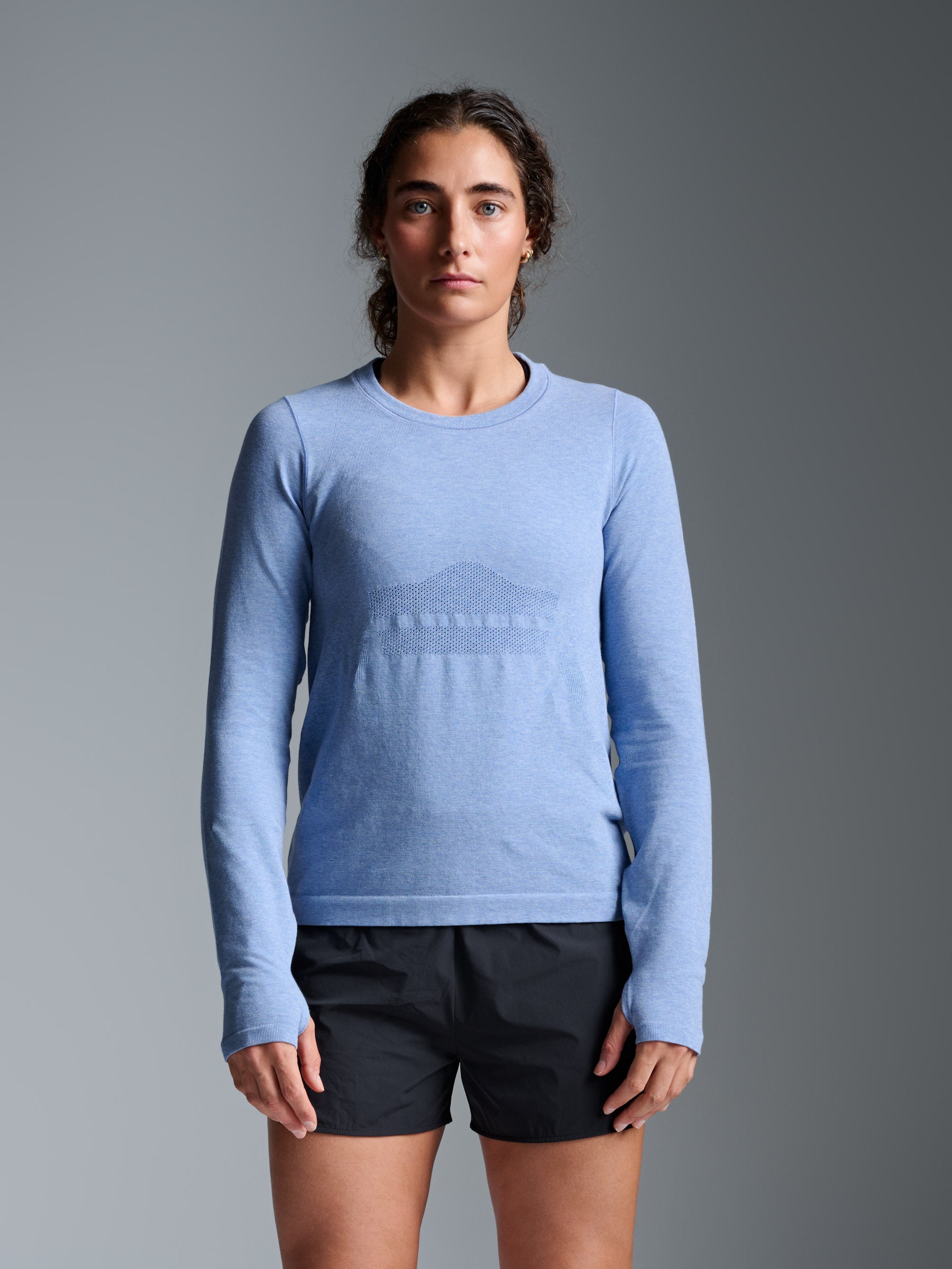 HERE TODAY MELANGE Long Sleeve Tee Blue Marl