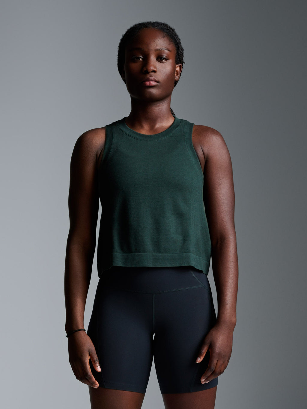 HERE TODAY Cropped Tank Dark Green