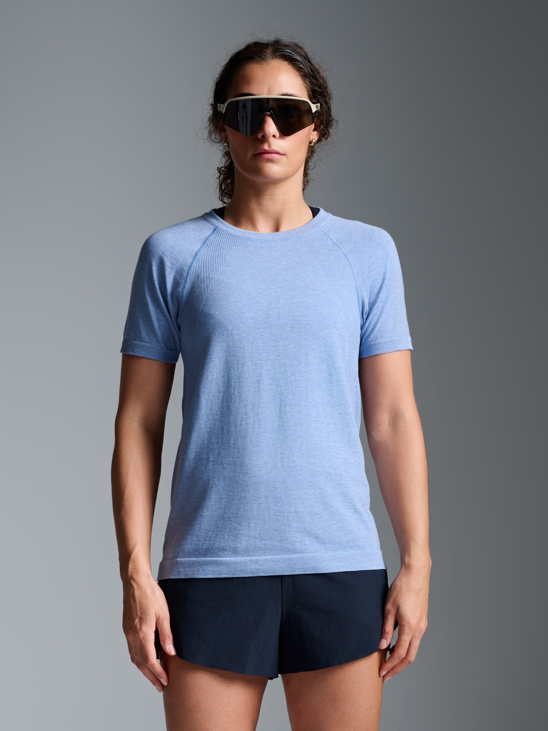 HERE TODAY MELANGE Short Sleeve Tee Blue Marl