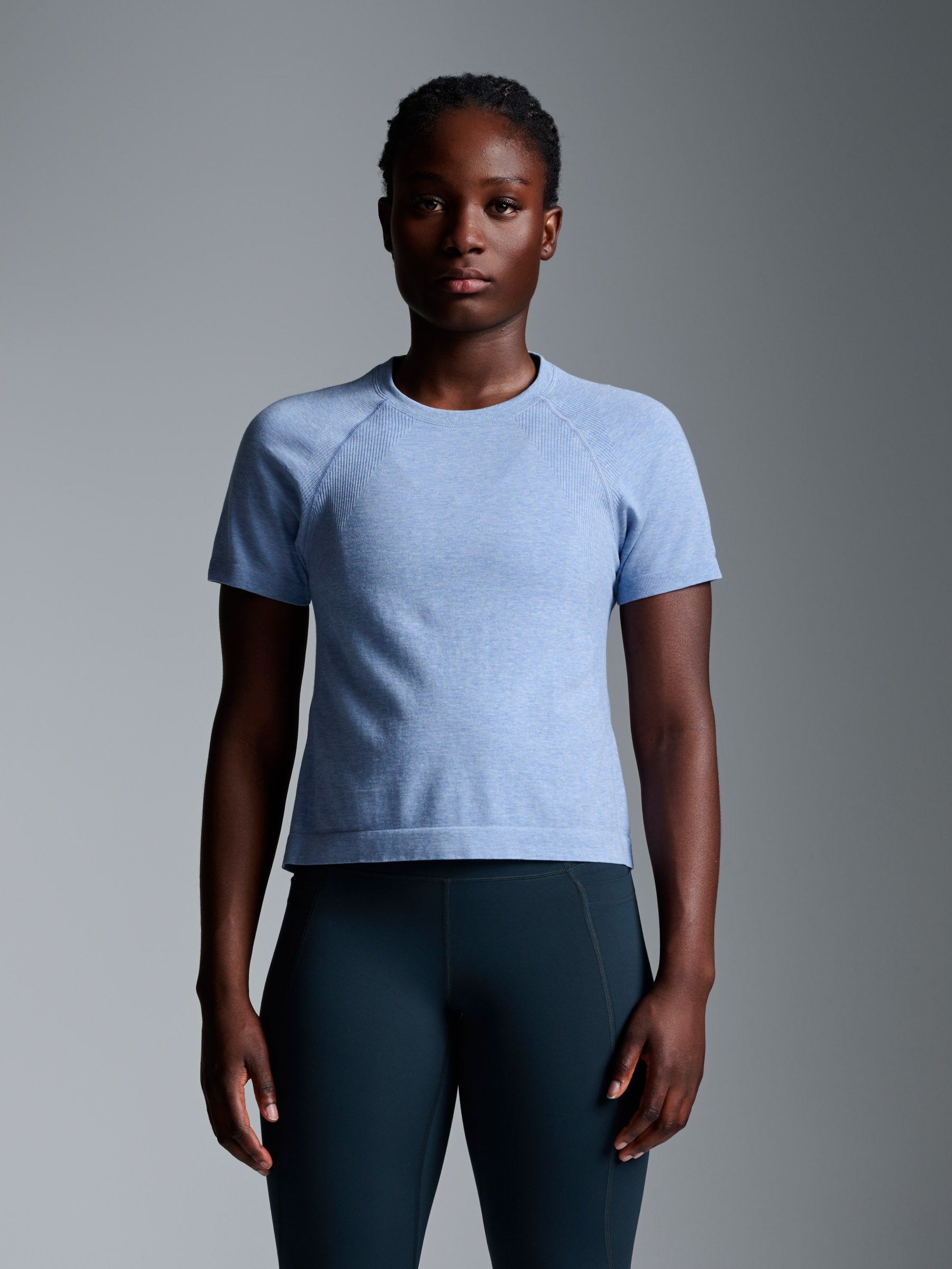 HERE TODAY MELANGE Cropped Tee Blue Marl