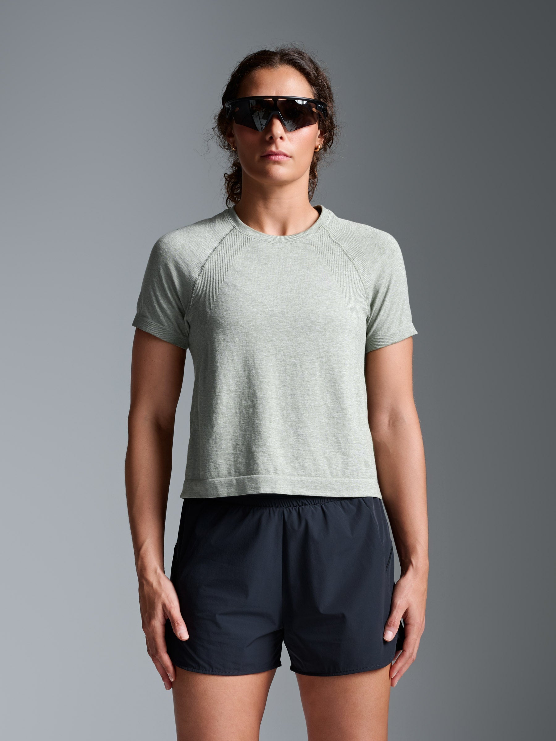 HERE TODAY MELANGE Cropped Tee Sage Marl