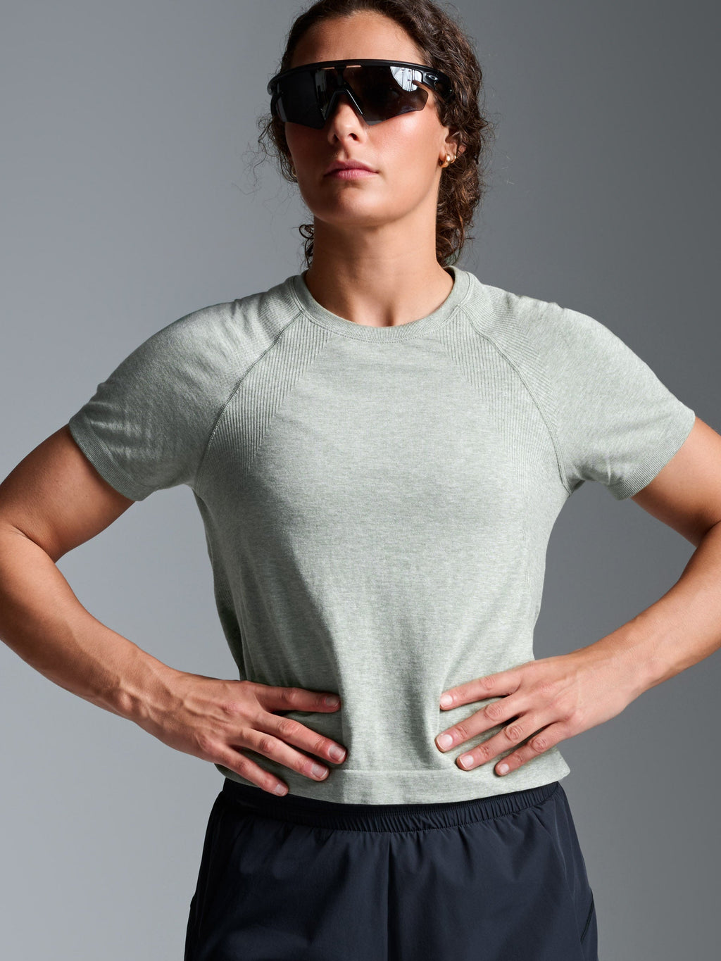 HERE TODAY MELANGE Cropped Tee Sage Marl