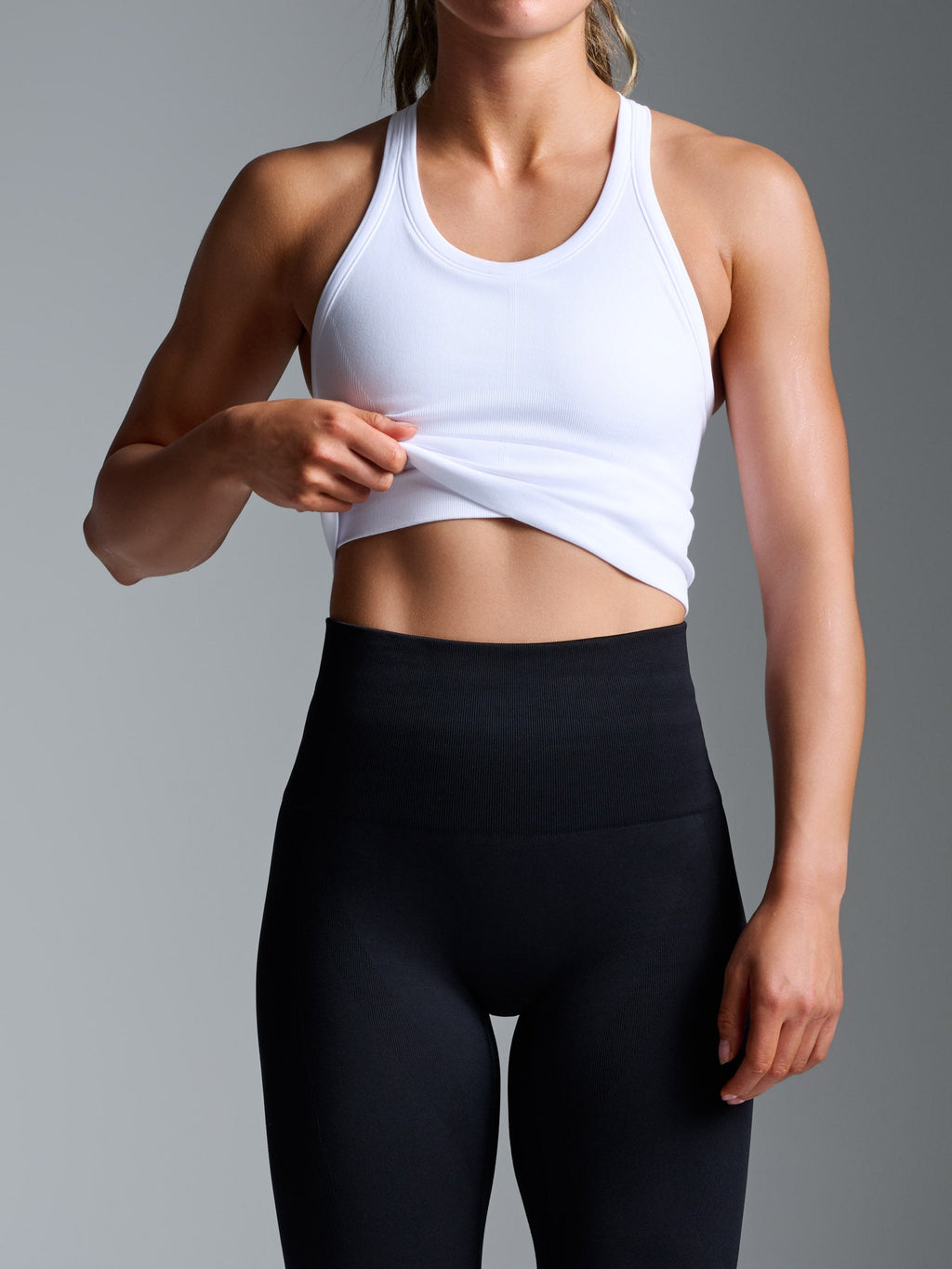 CROPPED MUSCLE TANK (RECYCLED) White