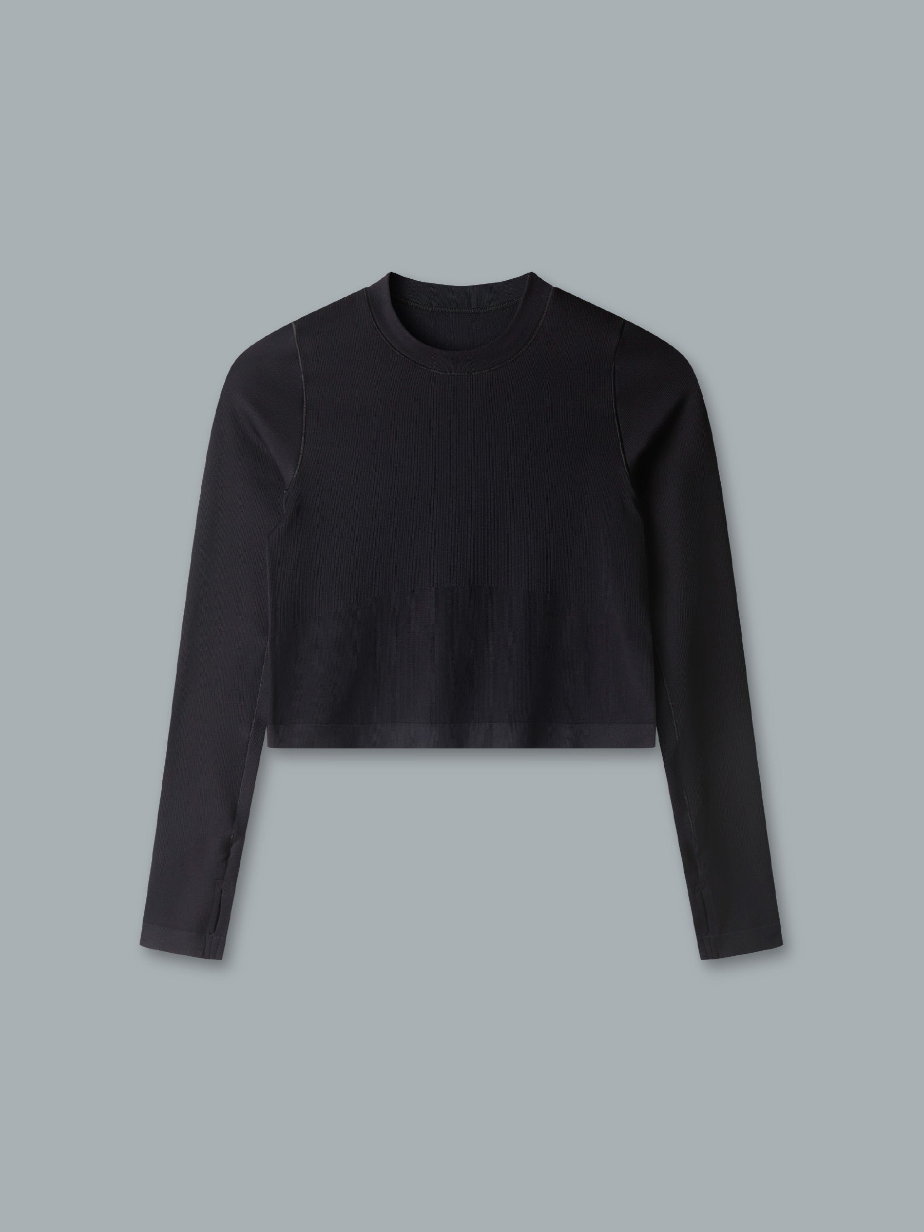 POWER CROP Long Sleeve Top Black