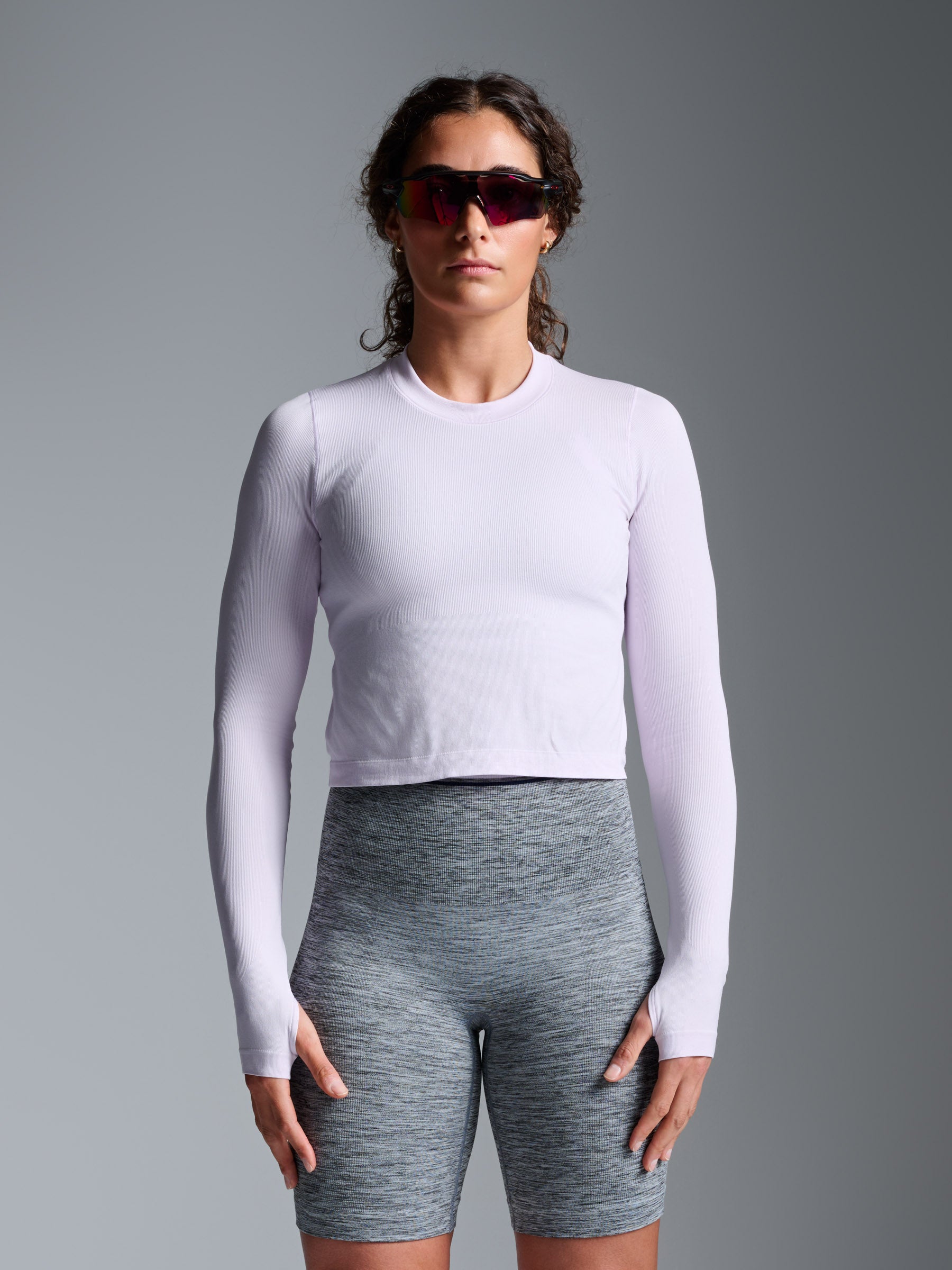 POWER CROP Long Sleeve Top Lilac