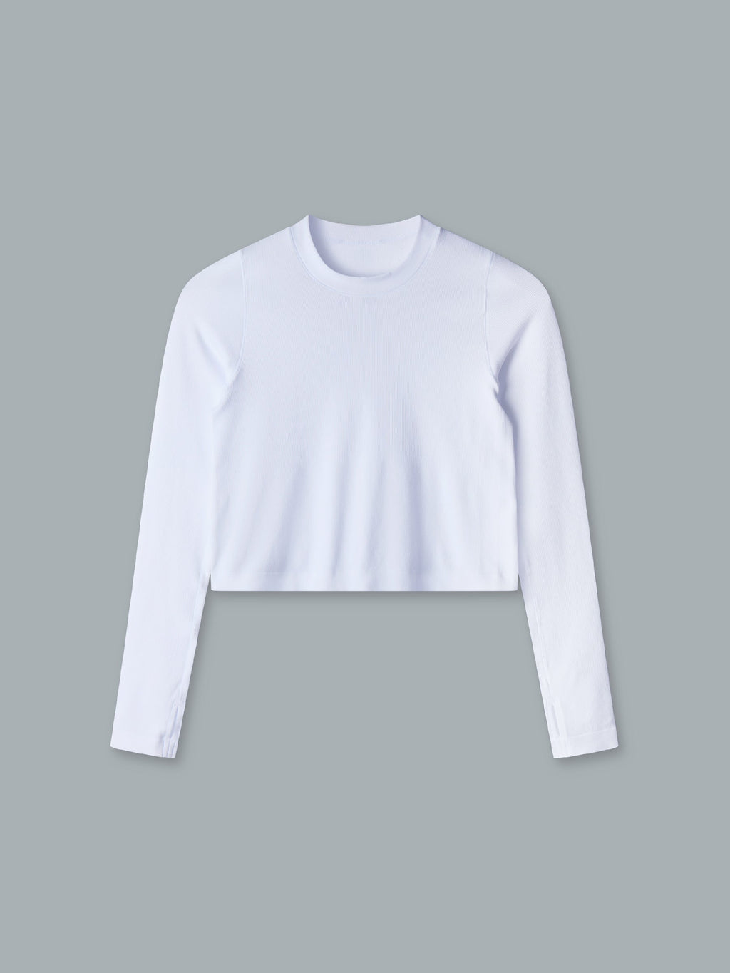 POWER CROP Long Sleeve Top White