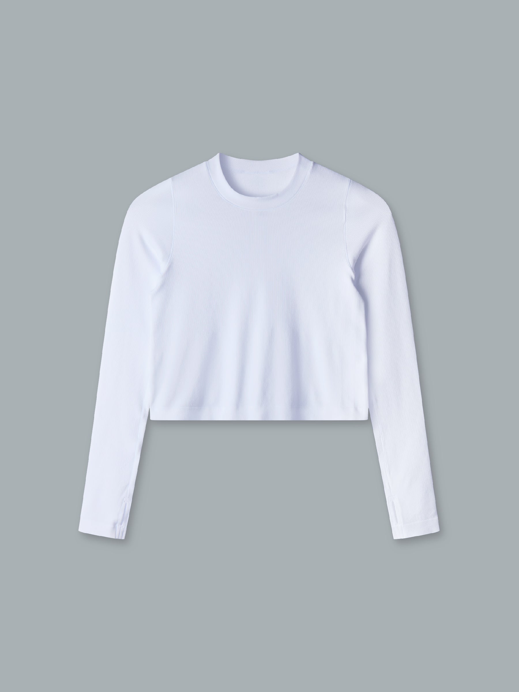 POWER CROP Long Sleeve Top White