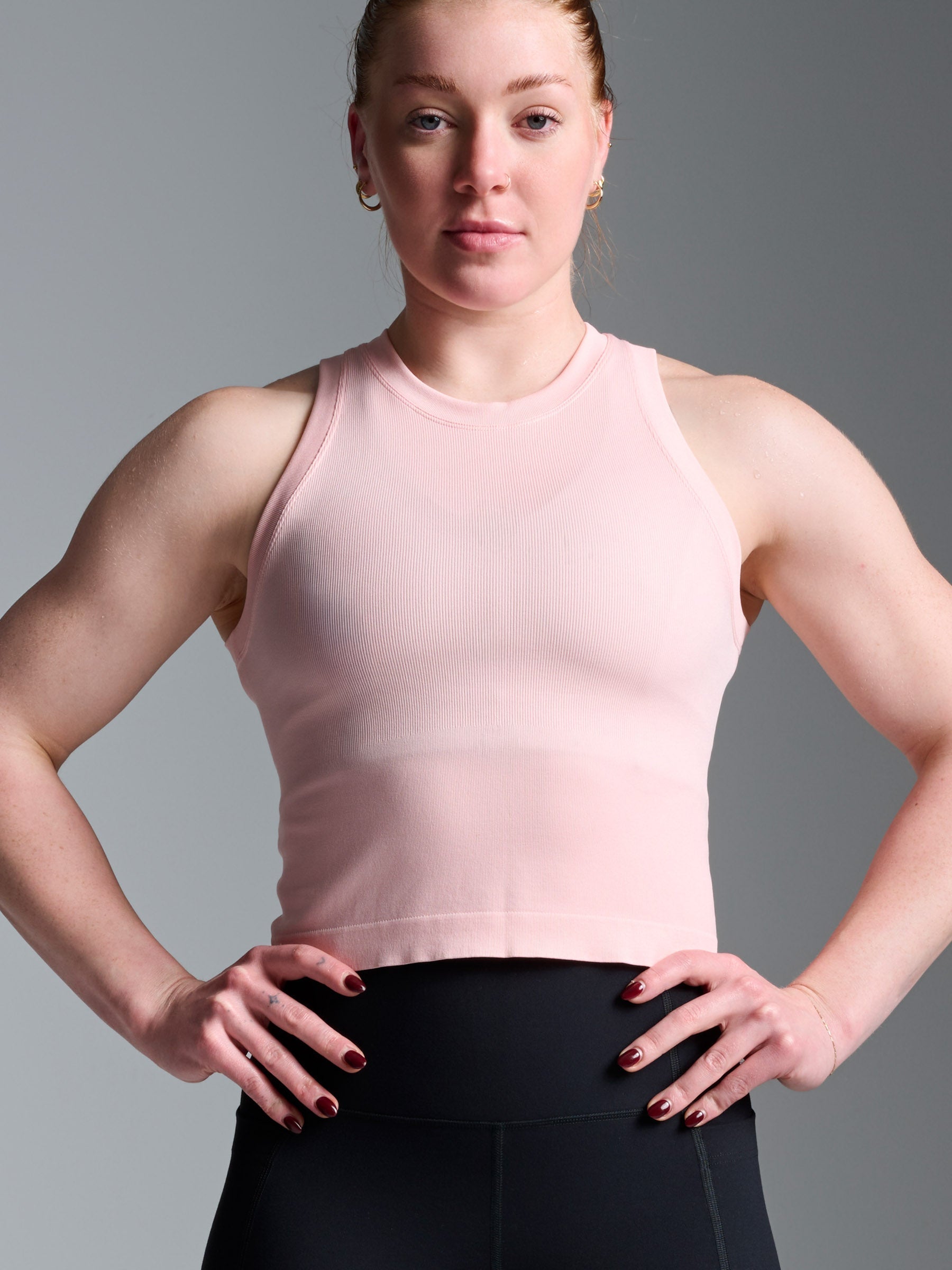 POWER CROP Tank Electric Peach